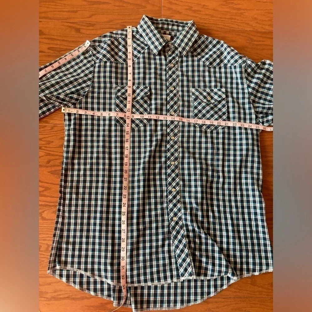 Wrangler Pearl Snap Vintage Western Shirt Long Sleeve Men’s 18  Plaid